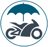 Motorcycle Insurance Icon with an Umbrella